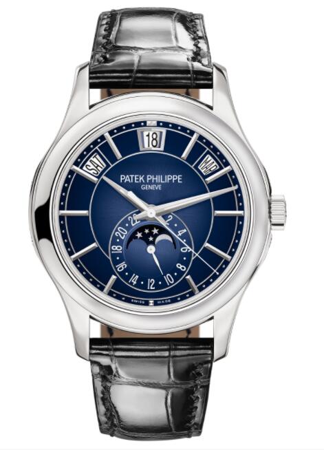 Replica Watch Patek Philippe Annual Calendar 5205 White Gold Blue 5205G-013